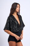 Franceen Plunge Neckline Sequin Bodysuit