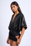 Franceen Plunge Neckline Sequin Bodysuit