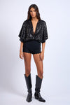 Franceen Plunge Neckline Sequin Bodysuit