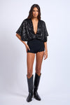 Franceen Plunge Neckline Sequin Bodysuit