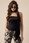 Maura Satin Strapless Neck Scarf Top