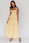 Delphine Tiered Floral Maxi Dress - Yellow