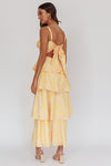 Delphine Tiered Floral Maxi Dress - Yellow