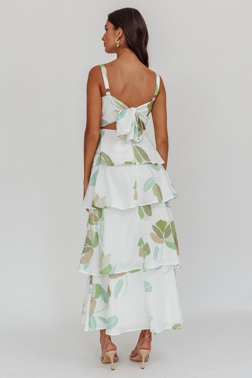 Delphine Tiered Floral Maxi Dress - Green