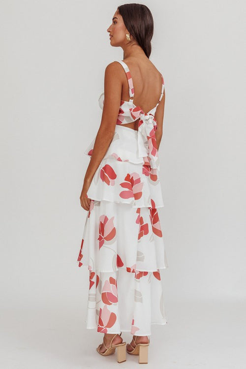 Delphine Tiered Floral Maxi Dress - Rose