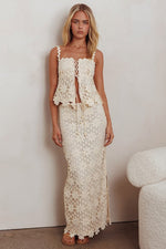 Katana Front Lace Up Crochet Top & Maxi Skirt Set