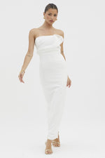 Kaylee Strapless Elegant Organza Detail Maxi Dress