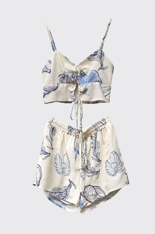 Alda Shell Print Cut Out Top & Shorts Set