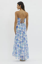 Avriel Strapless Tie Back Floral Maxi Dress