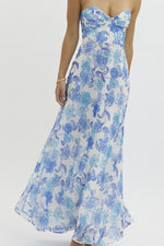 Avriel Strapless Tie Back Floral Maxi Dress