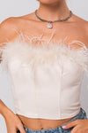 Ilah Feather Trim Strapless Top