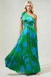Cassia One Shoulder Chiffon Floral Maxi Dress