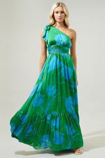 Cassia One Shoulder Chiffon Floral Maxi Dress