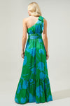 Cassia One Shoulder Chiffon Floral Maxi Dress