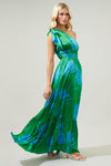 Cassia One Shoulder Chiffon Floral Maxi Dress