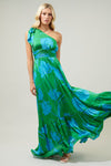 Cassia One Shoulder Chiffon Floral Maxi Dress