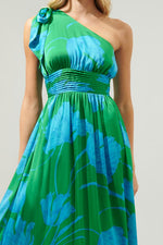 Cassia One Shoulder Chiffon Floral Maxi Dress