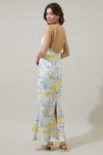 Cathy Summer Print Open Back Maxi Dress