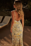 Cathy Summer Print Open Back Maxi Dress