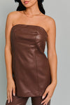 Vanessa Faux Leather Strapless Top & Pants Set