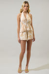 Tera Tropic Print Ruffle Halter Romper