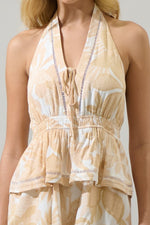 Tera Tropic Print Ruffle Halter Romper