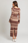 Carlota Long Sleeve Stripe Knit Maxi Dress