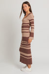 Carlota Long Sleeve Stripe Knit Maxi Dress