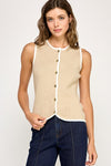 Oria Crew Neck Button Down Sweater Vest