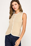 Oria Crew Neck Button Down Sweater Vest