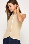 Oria Crew Neck Button Down Sweater Vest