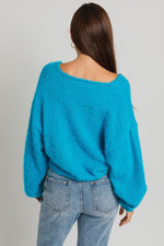Tory V-Neck Furry Sweater Top