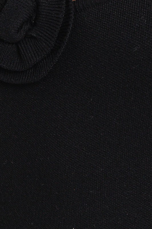 Devenny Rose Detail Spaghetti Knit Sweater Bodysuit - Black