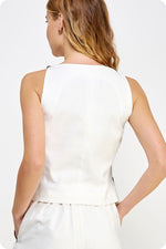 Skyla Linen Contrast Vest Top