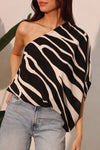 Adena One Shoulder Top - Black/Cream