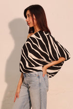 Adena One Shoulder Top - Black/Cream