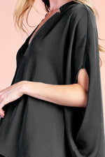 Brooke Satin Caftan Top - Black