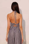 Mackenzie Linen Plaid Halter Tie Back Top & Pants Set