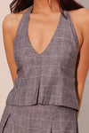 Mackenzie Linen Plaid Halter Tie Back Top & Pants Set