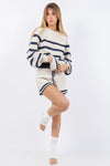 Corena Stripe Sweater And Shorts Set