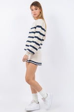 Corena Stripe Sweater And Shorts Set