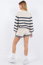 Corena Stripe Sweater And Shorts Set