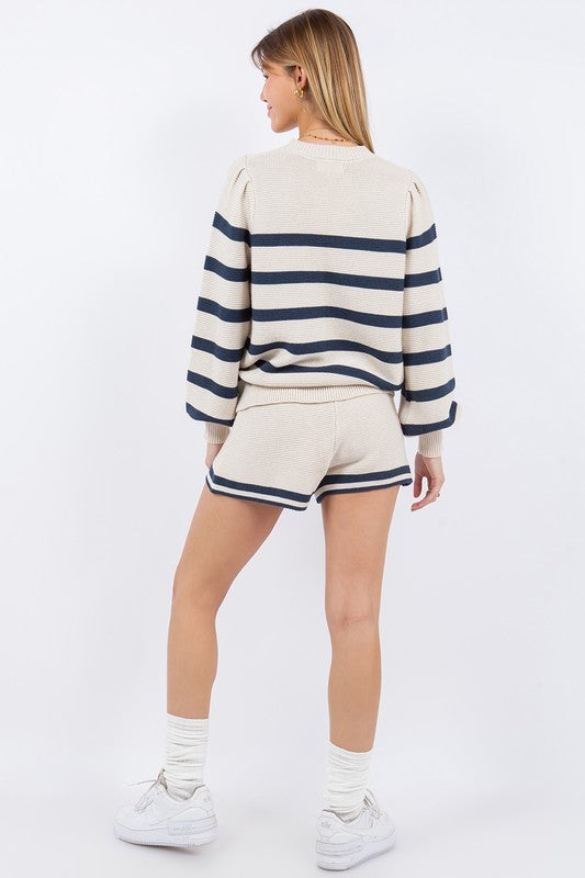 Corena Stripe Sweater And Shorts Set