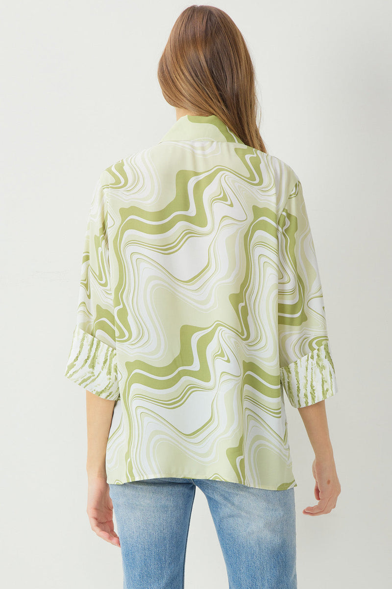 Marat Printed Button Down Top And Belted Short Set