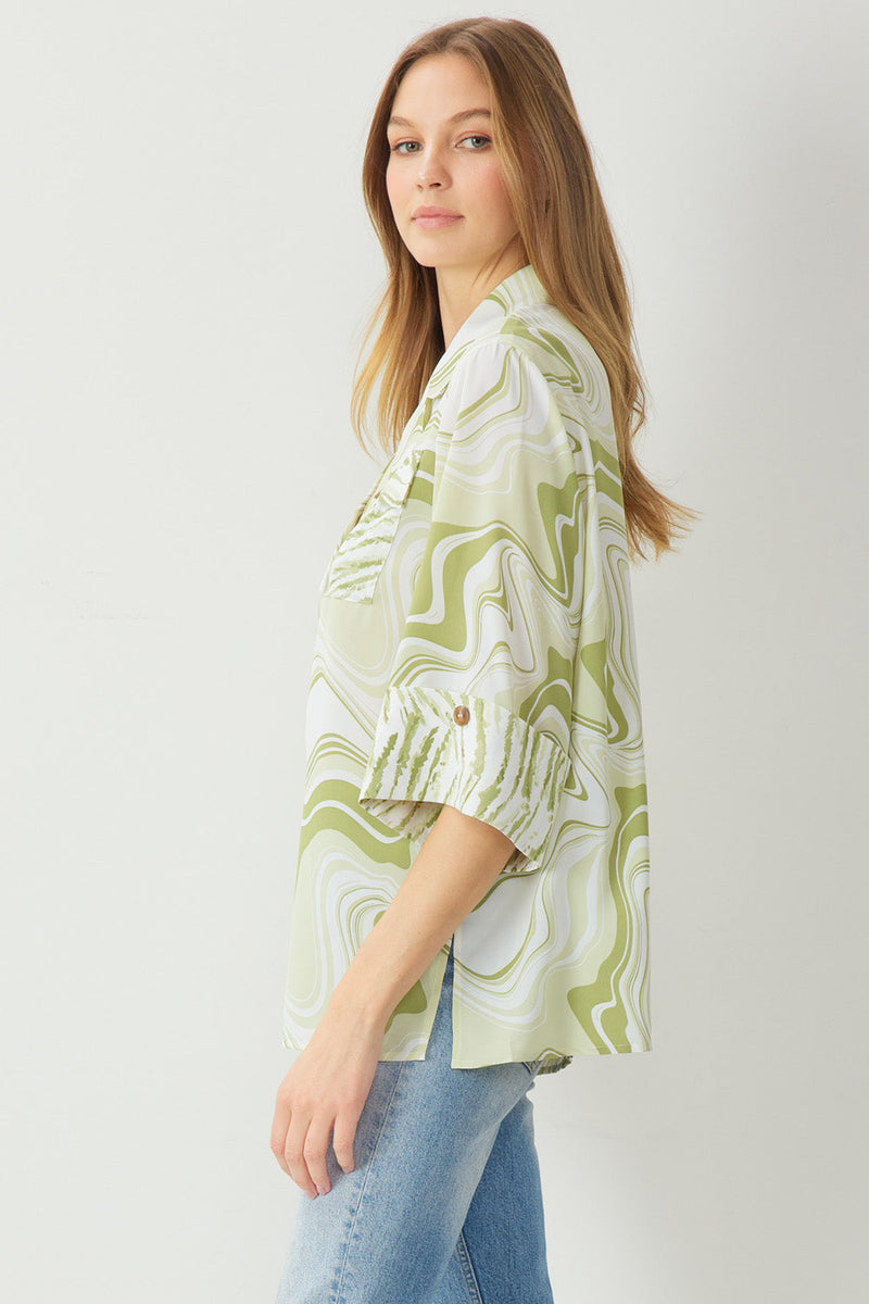 Marat Printed Button Down Top And Belted Short Set