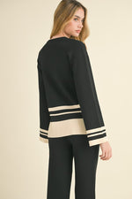 Meda Knit Contrast Long Sleeve Top & Pant Set