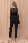 Kyla Sheer Lace High Neck Long Sleeve Top