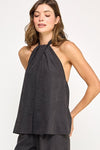 Claudia Halter Open Back Flowy Top - Black