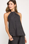 Claudia Halter Open Back Flowy Top - Black