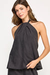 Claudia Halter Open Back Flowy Top - Black
